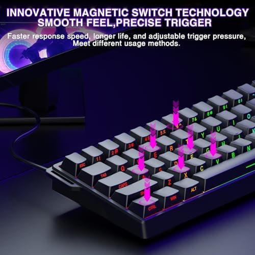 Aula WIN60 HE - 60% Mechanical Gaming Keyboard Wired, Magnetic Switch Hot Swappable, Adjustable Actuation Rapid Trigger Mode, 8000 Hz Polling Rate, RGB Small Keyboard 60 Percent Compact Design for PC - Image 4