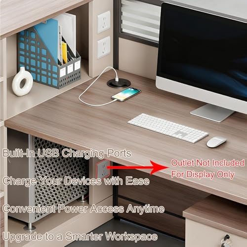 Modern Office Cubicle Workstation Desk with Tempered Glass Privacy Panels, USB Charging Hub & Cable Management,Multi-Person Modular Computer Desk for Commercial Office (D-Right, Two Person-T) - Image 4