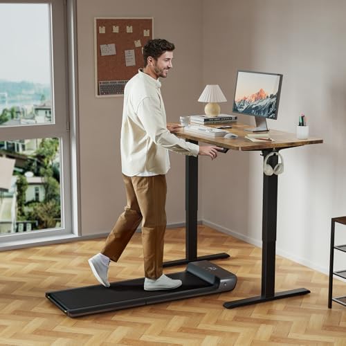 WALKINGDESK 48x24 Inches Height Adjustable Electric Standing Desk with 2 Hooks for Home Office, Ergonomic Sit Stand up Desk with Splice Board, Rustic Brown - Image 2