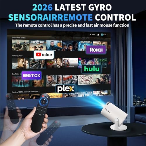 [Built-in Apps & 2026 Upgraded] Mini Projector Support 4K 1080P Auto Keystone 180° Rotatable with WiFi 6 and Bluetooth 5.4, Projector Portable Compatibile with HDMI/TV Stick/Memory Stick/Laptop-White - Image 7
