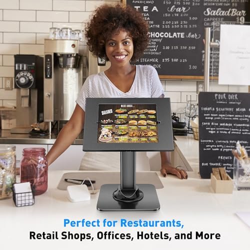 AboveTEK Anti-Theft iPad Kiosk Stand – POS iPad Security Stand & Locking Tablet Holder – Heavy Duty Base, 360° Swivel, 75° Tilt Bracket – Perfect for Retail Business - Image 2