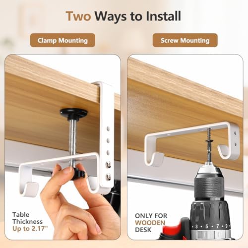 SHUWEI 35.6" Under Desk Cable Management Tray, Mesh, No-Drill Mount, White - Image 4