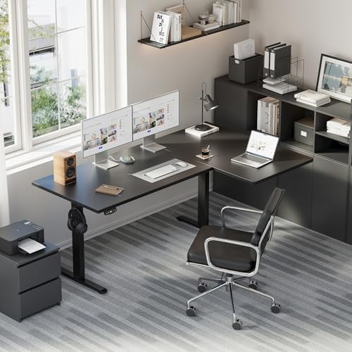 Agilestic 63 * 35 Inch Reversible L Shaped Electric Standing Desk, Black - Image 2