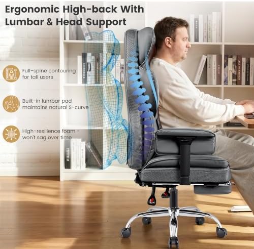 Big and Tall Office Chair 500 lbs, 23.6" Wide Seat,PU Leather - Image 5