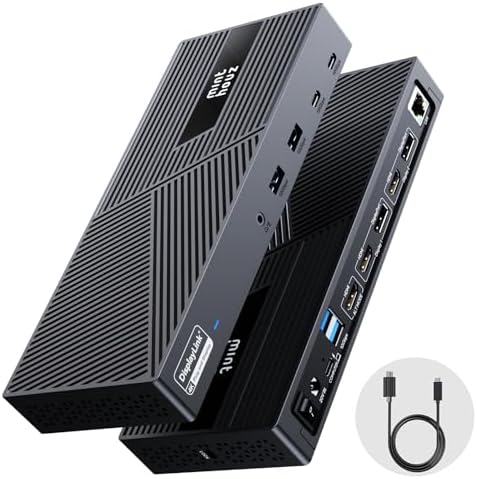 Minthouz DisplayLink Docking Station Triple Monitor 4K@60Hz, 14-in-1 USB C Dock for MacBook Dell HP Lenovo, 160W Adapter,100W PD Charging for Thunderbolt 5/4/3, 3HDMI,2DP, 6 USB A/C, LAN, Audio by Minthouz