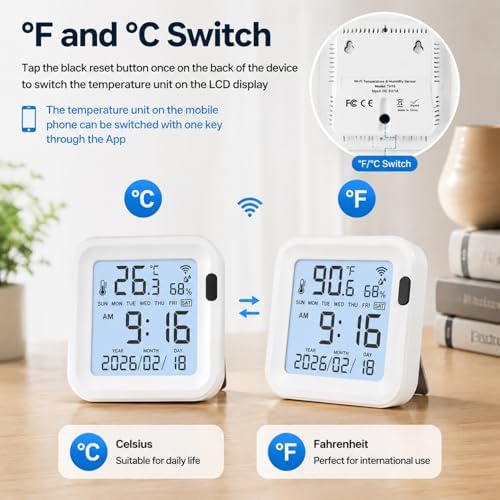 WiFi Thermometer Hygrometer: Indoor Temperature & Humidity Monitor with App - Image 6