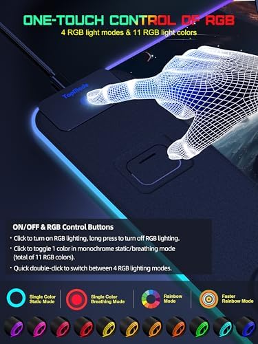5-in-1 RGB Mouse Pad with 15W Wireless Charging, Keyboard Pad for Desk - Image 4