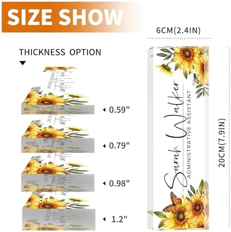 Custom Name Plate for Desk - Desk Name Plate Personalized - Acrylic Office Desk Accessories - Appreciation Gifts for Coworkers Employee Teacher Staff Boss - Office Decor for Women Men (Sunflowers A) - Image 6