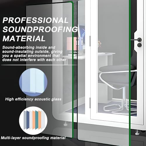 Office Sound Booth with Audio Privacy - Portable Soundproof Booth Includes White Modern Syle,Movable Room with Light,Fans, Socket for Singing Room, Study (59.05IN) - Image 4