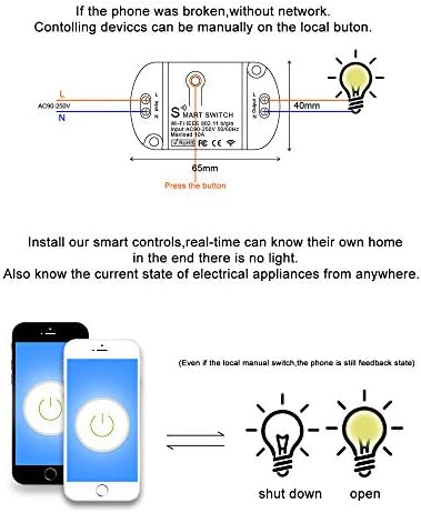 10A KR2201WB Wi-Fi Wireless Smart Basic Switch for Smart Home Smart Life APP Compatible with Alexa & Google Home Assistant No Hub Required Support DIY Module (5-Pcs) - Image 6