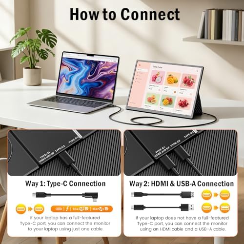 16" 16:10 1200P FHD Portable Monitor 360° Rotating Stand Laptop Extender - Image 5