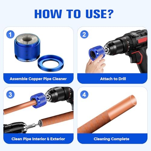 9Pcs Copper Pipe Cleaner Set for Drill,1/2",3/4" &1",Brushes & Brush Strips - Image 4