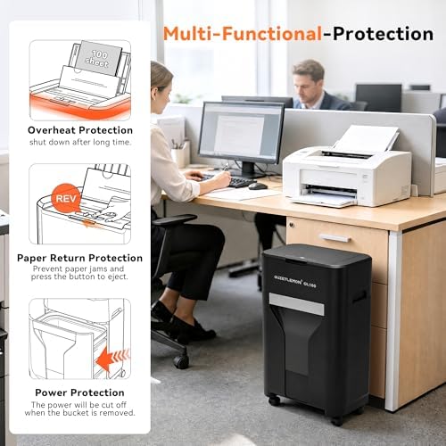 100-Sheet Auto Feed Paper Shredder, 40 Min Non-Stop, Shredders for Home Office Heavy Duty, P-4 Ultra Security Shredder for Home Office, Cross-Cut with Wheels, 4.5 Gal Bin, <63 dB (OL100) - Image 6