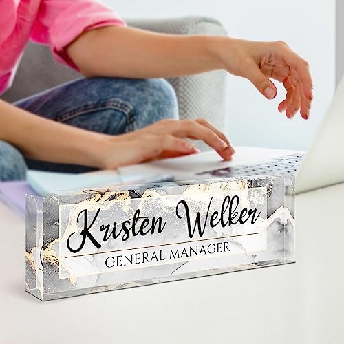 Name Plate for Desk, Desk Name Plate Personalized, Office Decor for Women Men, Acrylic Desktop Accessories, Office Gifts for Boss Nurse Teacher Coworker, Employee Appreciation Gift (Silver/Gold) - Image 6