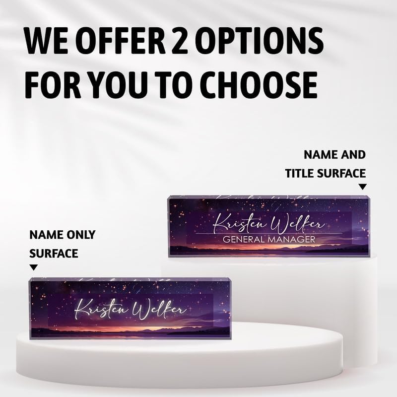 Desk Name Plate Personalized Name Plate for Desk, Office Desk Decor, 3D Style Personalized Plaque Name Plates for Desks Custom Appreciation Gifts for Boss Lady Employee Coworkers (Purple Night) - Image 2