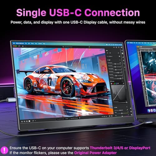kksmart Portable Monitor for Laptop MacBook Surface PC Xbox PS5, Travel Monitor Second Screen for Laptop, HDMI USB-C VESA Compatible Built-in Speaker, 16 - Image 2
