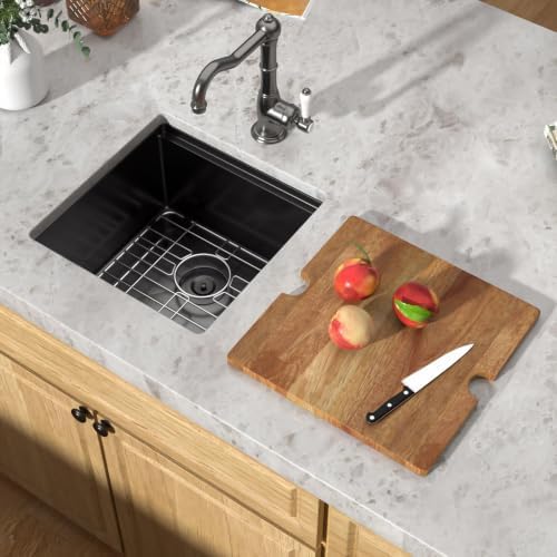 17x17 Inch Undermount Bar Sink, Workstation Gunmetal Black Bar Sink - Image 4