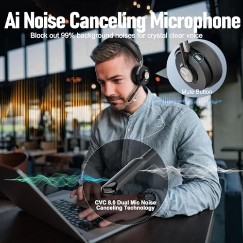 Active Noise Cancelling Headset, Wireless Hybrid ANC Headset, Bluetooth 5.2 - Image 4