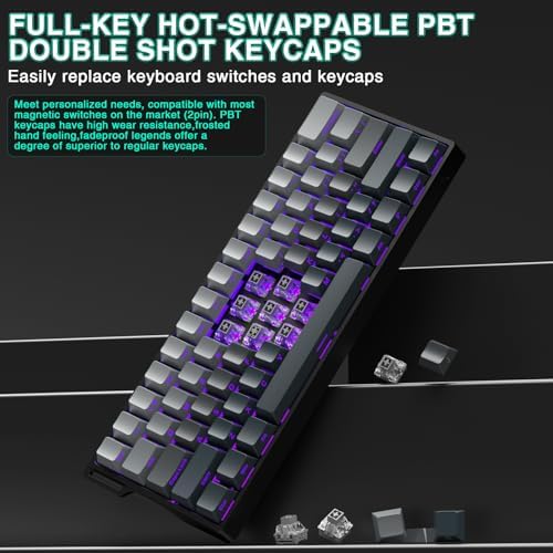 Aula WIN60 HE - 60% Mechanical Gaming Keyboard Wired, Hall Effect Magnetic Switch Hot Swappable,8000 Hz Polling Rate, RGB Keyboard 60 Percent Compact Design for PC (Gradient Gray) - Image 5