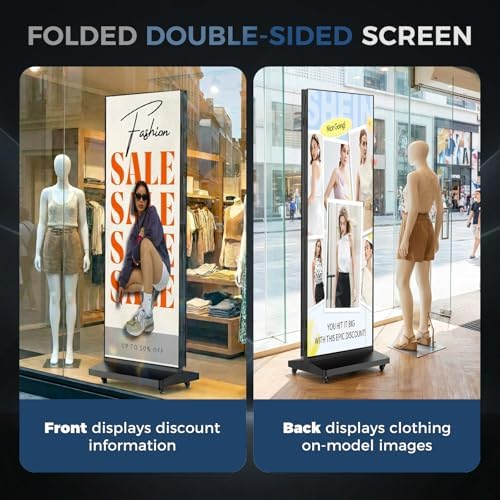90 inch LED Digital Signage, P1.86 Tri-Fold Dual-Sided Foldable LED Poster Screen with Flight Case, GOB Commercial Advertising Display Screen Kiosk, WiFi/USB/HDMI, for Store, Rentals, Events - Image 5