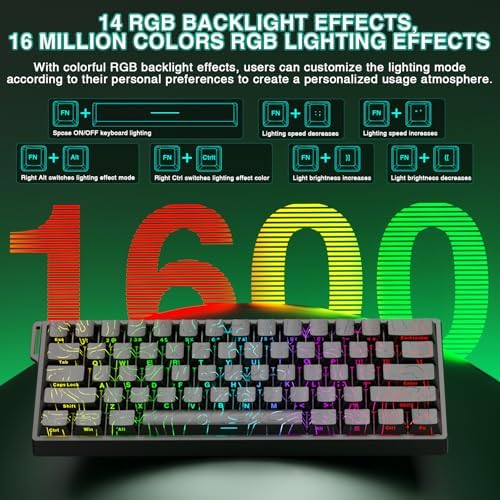 Aula WIN60 HE - 60% Mechanical Gaming Keyboard Wired, Hall Effect Magnetic Switch Hot Swappable, Adjustable Actuation RT Mode, 8000 Hz Polling Rate, RGB Keyboard 60 Percent Compact Design for PC - Image 6