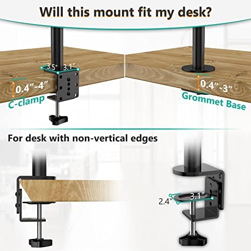 WALI Tall Monitor Arm Mount for Desk for 13-38 inch Screens, up to 22lbs - Image 6