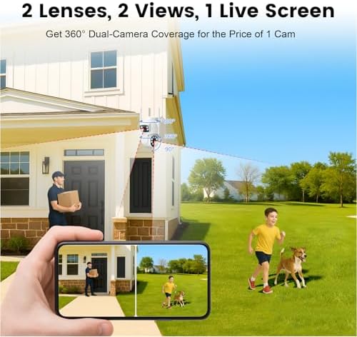 Camcamp Dual-Lens Home Security Cameras System Wireless Outdoor, 4 Cam Kits - Image 2