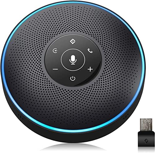 EMEET Bluetooth Speakerphone M2 Black Conference Speaker for 5-8 People Business Conference 360º Voice Pickup 4 AI Microphone Self-Adaptive Conference Call Speaker Skype USB Speakerphone by EMEET