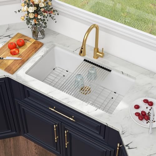 Kichae 33 White Kitchen Sink Undermount Granite Composite Workstation Sink - Image 5