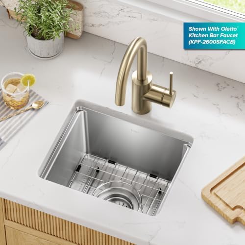 KRAUS Fairlane 15 in Undermount Workstation Single Bowl 18-Gauge Stainless Steel Bar Kitchen Sink with Accessories, KWU631-15 - Image 2