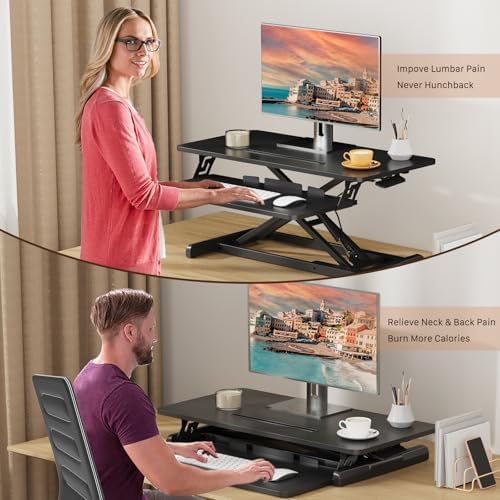 JOY worker Standing Desk Converter, 32" Height Adjustable Sit Stand Riser - Image 5
