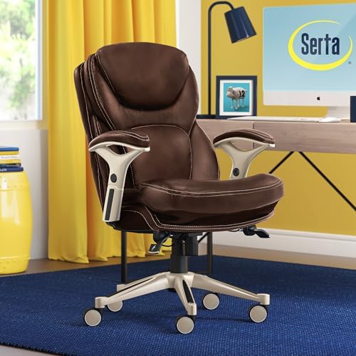 Serta Ergonomic Home Office Chair Pivot Lumbar Support, Leather Desk Chair - Image 2