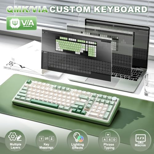 YUNZII B98 PRO 96% Wireless Mechanical Keyboard (Matcha Green, Milk Switch) - Image 4