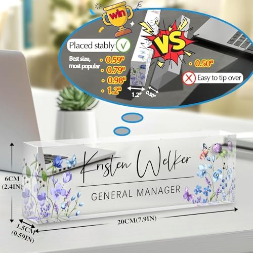 Custom Office Name Plate for Desk - Desk Name Plate Personalized Gifts for Coworkers, Boss, Employees, Teacher, Nurse - Office Desk Decor for Women Men - Employee Appreciation Gifts (Butterfly/Flower) - Image 2