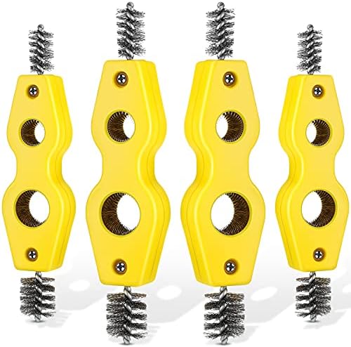 Honoson 4 Pcs 4-in-1 Copper Pipe Cleaner Brush, 1/2 in & 3/4 in, Yellow by Honoson
