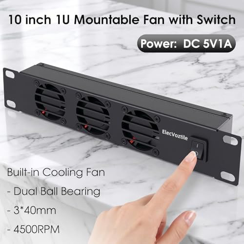 10 inch 1U Rack Mount Fan Panel with Switch, Metal Case - Image 2