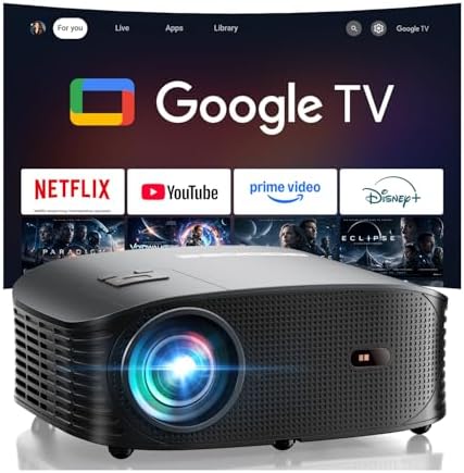 GOODEE Mini Projector [Official Licensed Google TV] Built-in Apps by GooDee