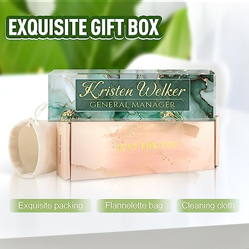 Personalized Office Name Plate for Desk - Custom Employee Appreciation Gifts - Acrylic Desk Name Plate Personalized - Staff Appreciation Gift for Teacher, Coworker, Nurse, Manager (Green Marble) - Image 4