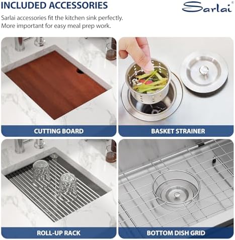 Sarlai 14 Bar Sink Undermount 14 x 19 Inch Workstation Bar Prep Small Sinks - Image 5