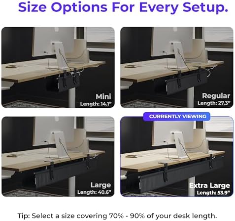 Ascrono Original Under Desk Cable Management Tray, Black, 53.9" - Image 4