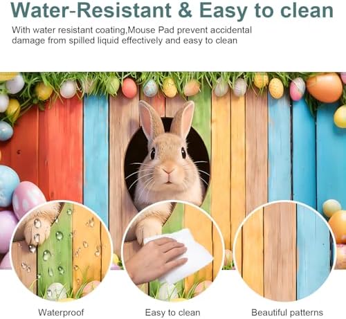 Easter Rabbit Gaming Mouse Pad 31.5"x11.8" Large Extended Pad Desk Mat Anti-Slip Rubber Base & Durable Stitched Edges for Gamers Smooth Mouse Pad Writing Surface for Desk Office/Home - Image 5