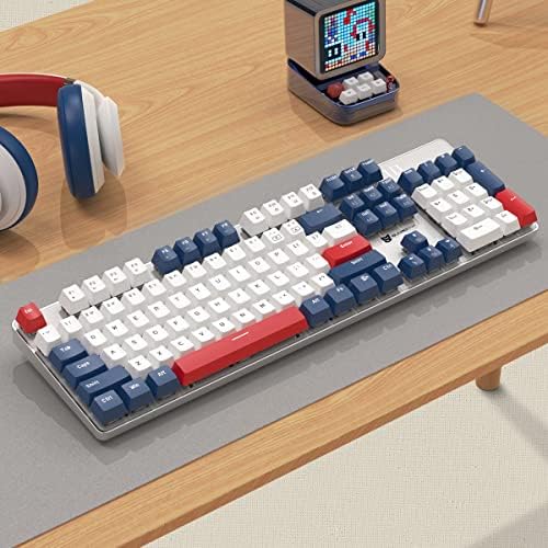 104 Keys Full Size Mechanical Gaming Keyboard | Blue Switch Blue/White/Red Combo Color Computer Keyboards | Hot Swappable US Layout Wired Mechanical PC Gaming Keyboard | Light Up Wired Keyboards - Image 5