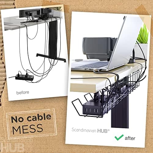 Scanfield Under Desk Cable Organizer Wire Tray, Set of 2x12 inch, Black - Image 3