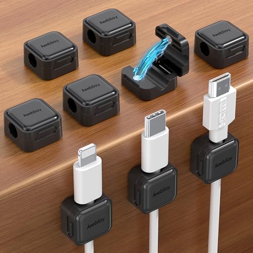 9 Pack Magnetic Cable Clips Cord Organizer,Desk Cable Management Accessories,Cord Clips,Adhesive USB Wire Holder Keeper Organizer for Home Office Desk Phone Car Wall Desktop Nightstand cable organizer by Aeebliay