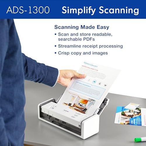 Brother ADS-1300 Compact Desktop Scanner | Scan Speeds of Up to 30ppm | Single Pass Double-Sided Scanning (Renewed Premium) - Image 4