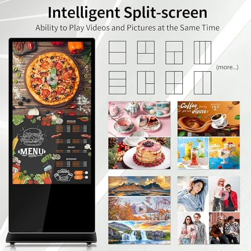 65 Inch Capacitive Touchscreen Digital Signage, 4K UHD Indoor Floor Standing Advertising Display Commercial LCD Monitor Interactive Kiosk with USB/HDMI-in, Android 11 (4+64GB) - Image 4