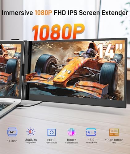 Laptop Screen Extender, Ultra-Thin 14" FHD 1080P Portable Monitor - Image 2