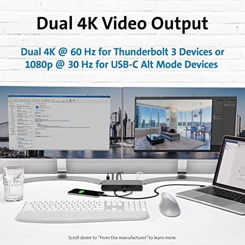 Kensington SD5500T Thunderbolt 3 and USB-C Docking Station, Dual 4K DisplayPort, for Macbooks, Windows and Surface, 60W PD (K38130US) - Image 4