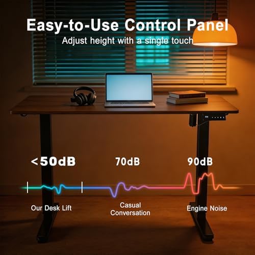 32 Inch Height Adjustable Standing Desk for Home, Dark Walnut - Image 5