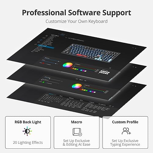Fogruaden Blue Creamy Mechanical Keyboard with Number Pad, Hot Swappable RGB Gaming Keyboard, 98 Key Full Layout, Gasket Mount, White Switch, NKRO for Win/Mac（98Blue） - Image 7